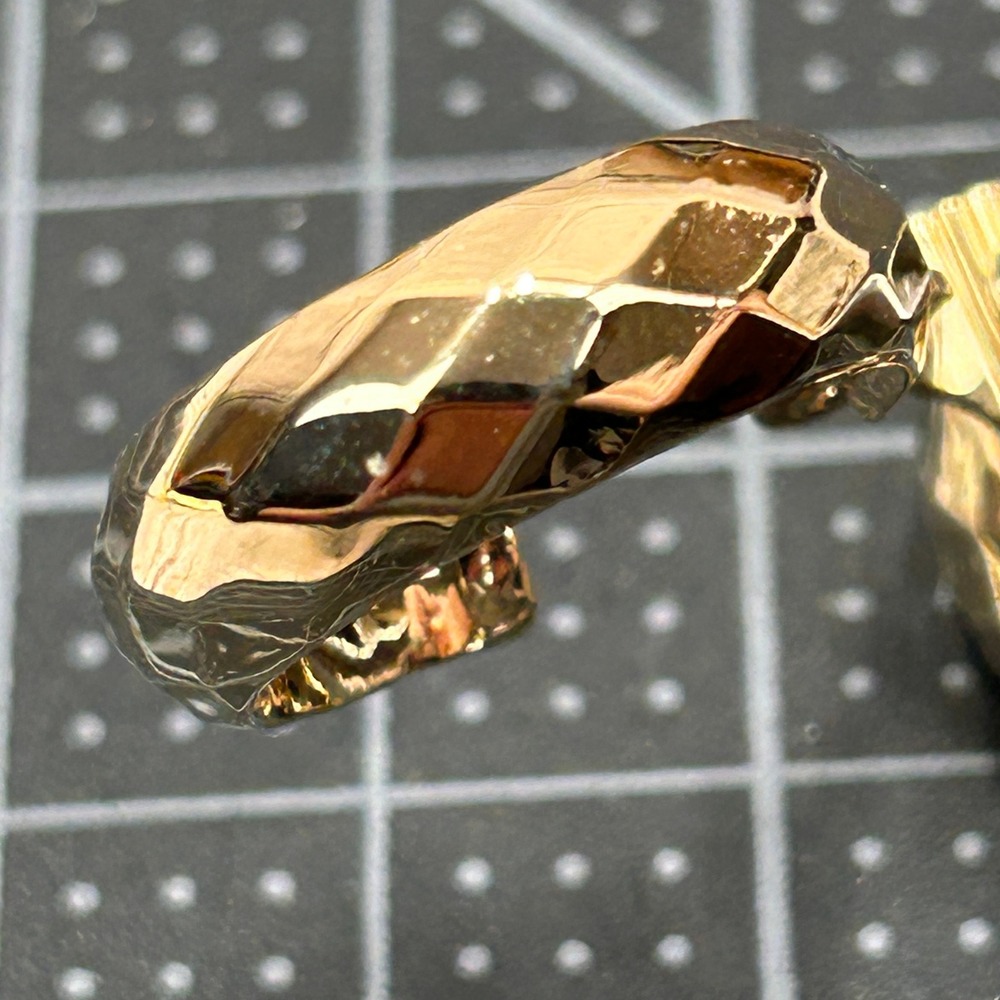 Monet Vintage Gold Tone Quilted Diamond Cut Textured Clip‎ On Hoop Earrings